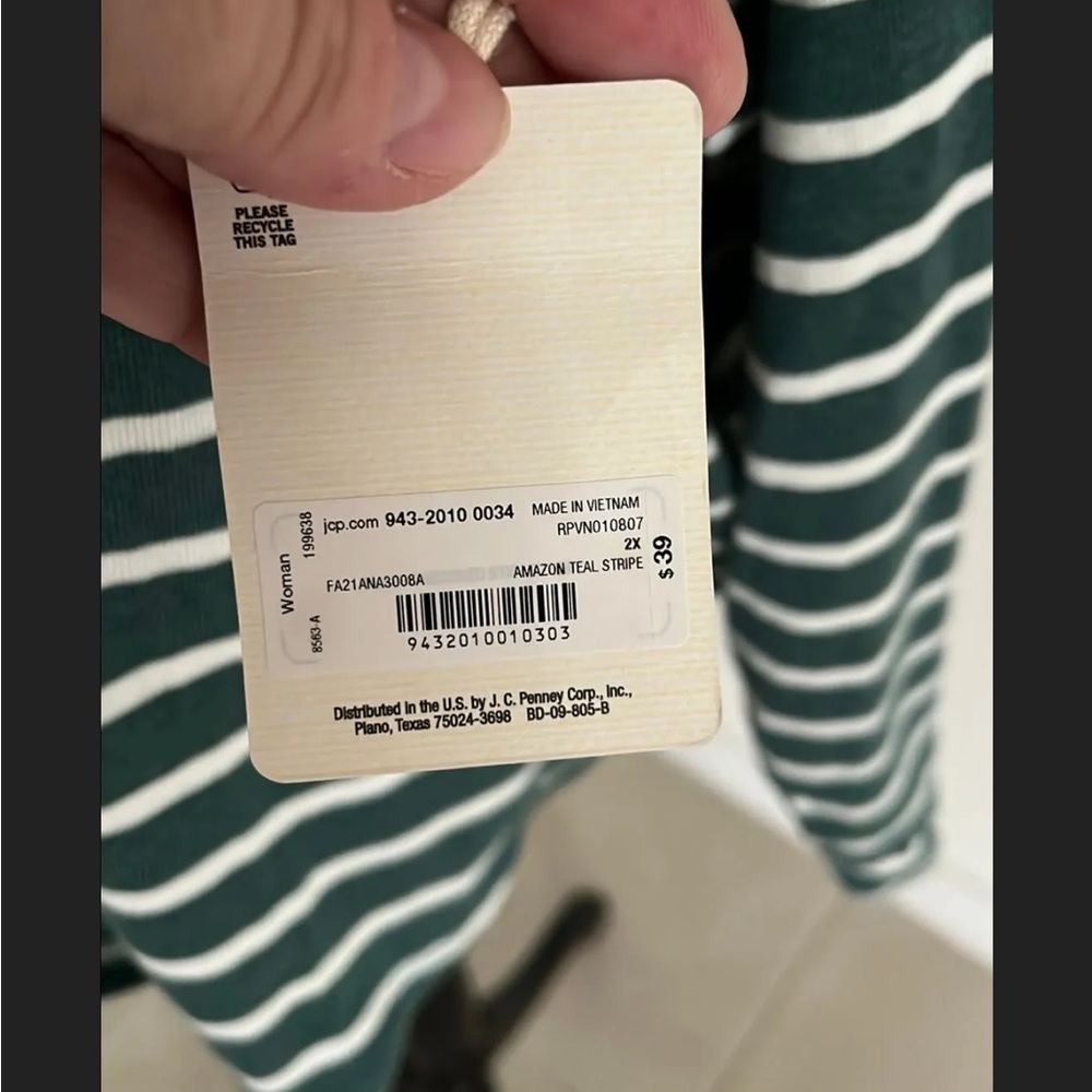 NWT $36 Ana green 2X striped sweater very soft 1166 - Picture 3 of 4